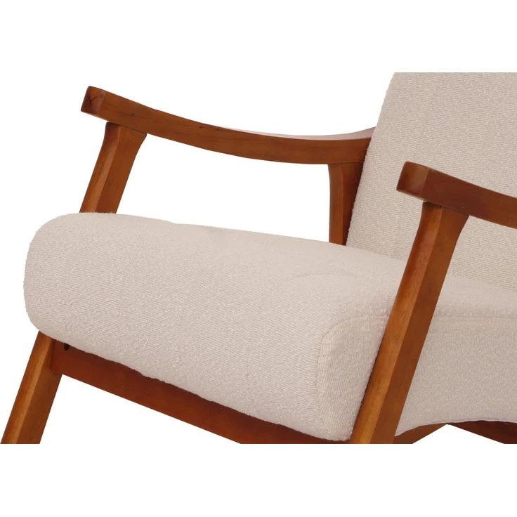 Schaukelstuhl HWC-K10, Relaxsessel, Holz FSC® Stoff/Textil Bouclé (450g/m²) ~ beige, Gestell Walnuss-Optik – Bild 6