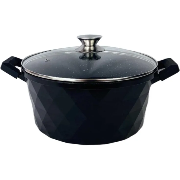 Kochtopf Topf Kasserolle Glasdeckel Aluguss Induktion Ø24cm DIAC24-S Schwarz