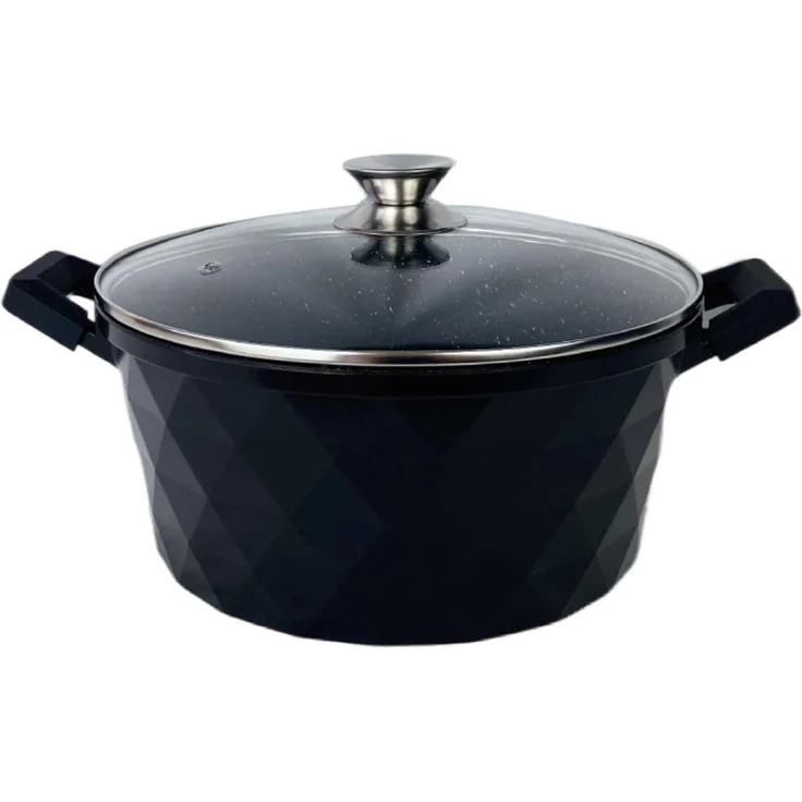 Kochtopf Topf Kasserolle Glasdeckel Aluguss Induktion Ø24cm DIAC24-S Schwarz – Bild 1