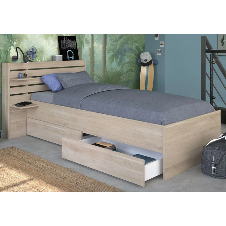 Parisot Stauraumbett Escale in Eiche japanisch Liegefläche 90 x 200 cm – Bild 1