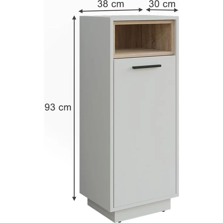 Wäscheschrank Beatrice Weiß/Sonoma 38 x 93 cm mit herausnehmbarer Innentasche Vicco – Bild 3