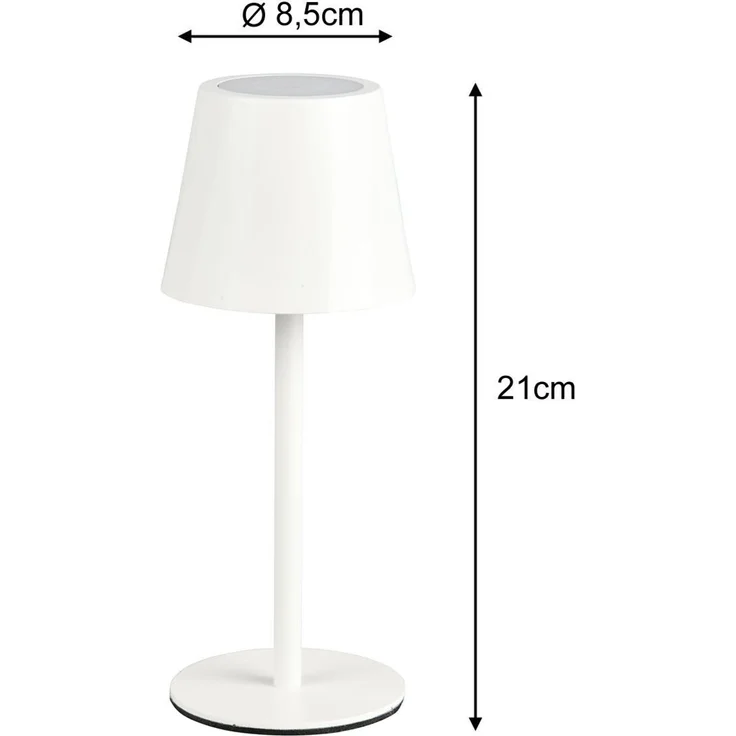 Akku LED Tischleuchte DIAZ kabellos für Innen & Außen, Weiß - 21cm klein – Bild 4