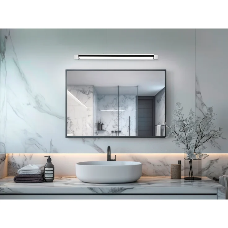 Dimmbare LED Bad Spiegelleuchte FABRIZIO schwenkbar, Chrom Breite 80cm – Bild 7