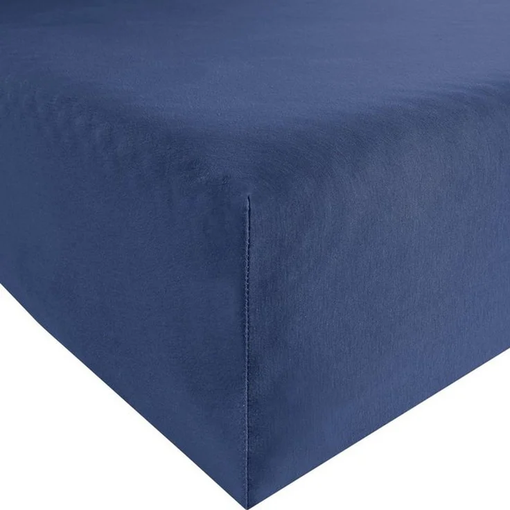 Erwin Müller 'Freising' Spannbettlaken, Gummizug: Rundumgummi, 1 Stück, Elasthan-Jersey-Stretch Uni, Dunkelblau, Spannbettlaken | 80x200 - 80x220 cm – Bild 4