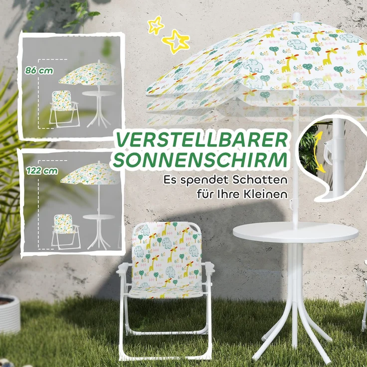 AIYAPLAY Garten-Kindersitzgruppe, Stahl, Polyester, Weiß, 49,5L x 49,5B x 50H cm – Bild 5