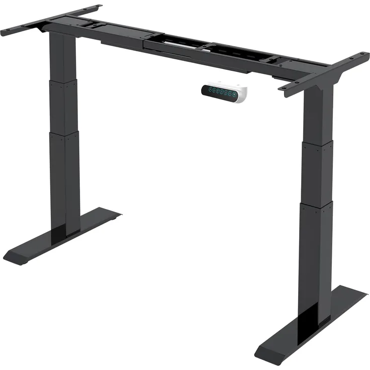 SANODESK Premium Line - elektrisch stufenlos höhenverstellbarer Schreibtisch mit Kollisionschutz, Memory-Steuerung und Softstart/Stop Funktion (Schwarz)…