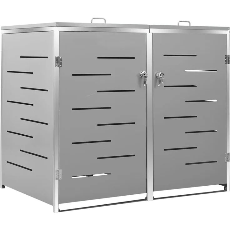 vidaXL Mülltonnenbox für 2 Tonnen 138x77,5x115,5 cm Edelstahl 149559 – Bild 8