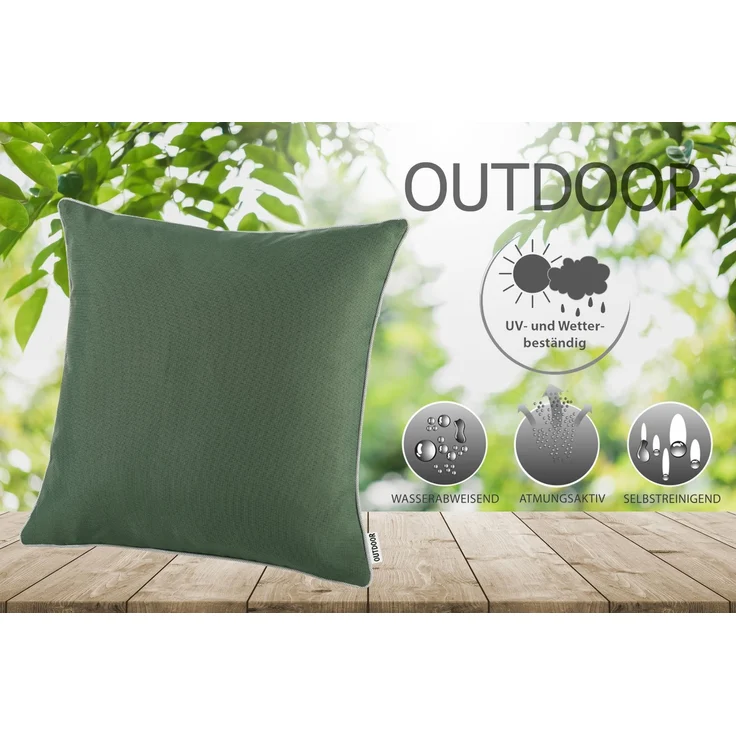 heimtexland Â® OUTDOOR Lounge Dekokissen LOTUS EFFEKT wetterfest 45x45 Garten Kissen Outdoorkissen Typ551 dunkelgrau – Bild 2