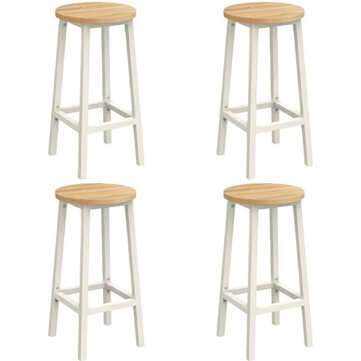 VASAGLE Barhocker, 4er Set Barstuhl, Küchenstühle mit Stahlgestell, Höhe 65 cm, rund, einfache Montage, Industrie-Design, von SONGMICS, Weiß – Bild 4