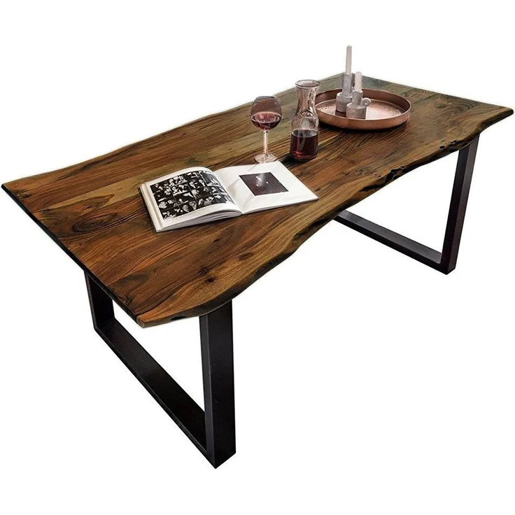 Esstisch Baumkante massiv Akazie nussbaum 160 x 85 schwarz QUINN 61854170 – Bild 2