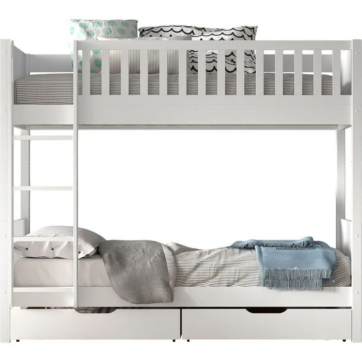 Etagenbett Karyl 208x105x175 Hochbett Massivholz Weiß – Bild 1