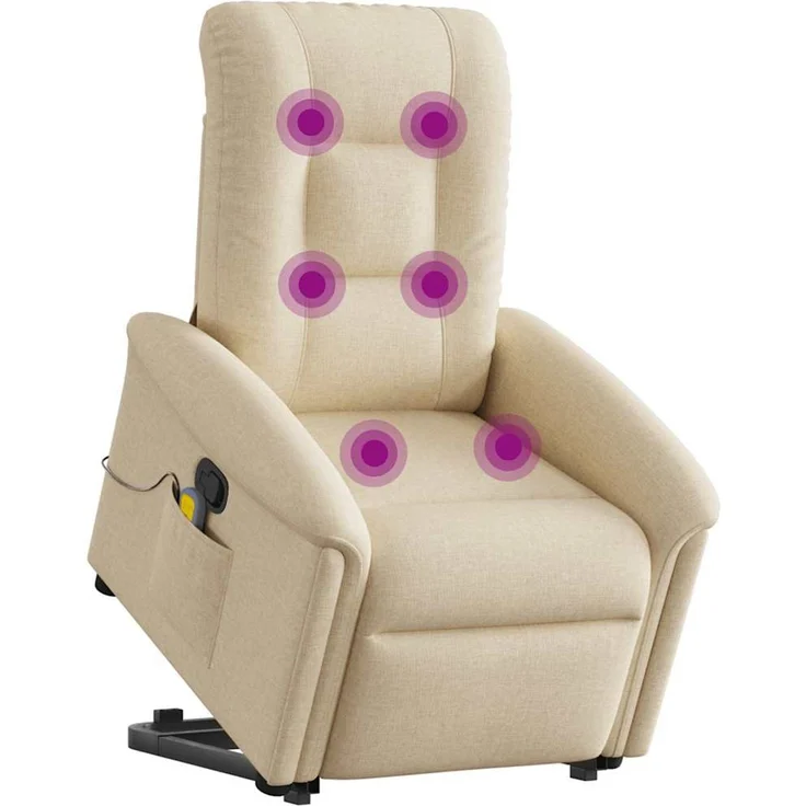 vidaXL Massagesessel mit Aufstehhilfe Creme Stoff 3303272 – Bild 1