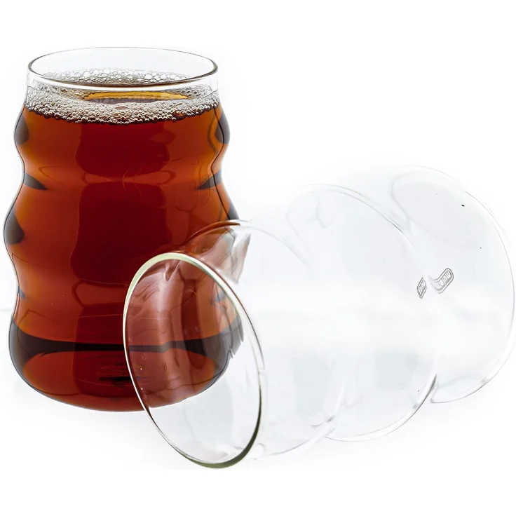 Mulex 2-Teilig Glas Wave Style Gläser Getränkebecher Cocktail- 500 ml – Bild 3