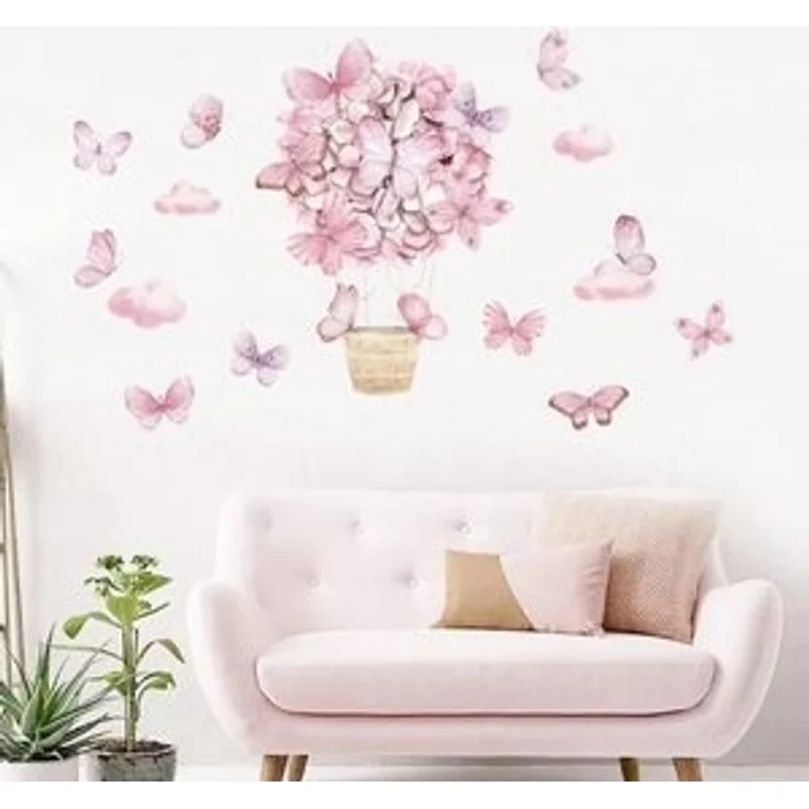 Montegoni Wandsticker Rosa Schmetterlings korb Wandaufkleber Wandsticker (Wandaufkleber Deko, Wandtattoo für Kinderzimmer), Kindergarten Home Dekoration, wasserdichte abnehmbare – Bild 6
