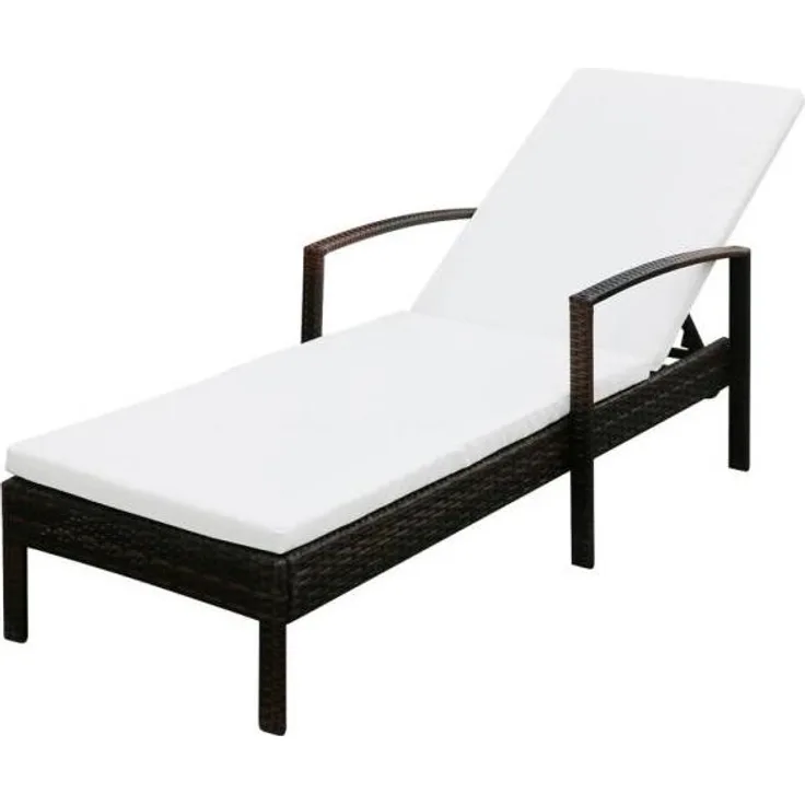 vidaXL Sonnenliege mit Auflage Poly Rattan Braun 42941