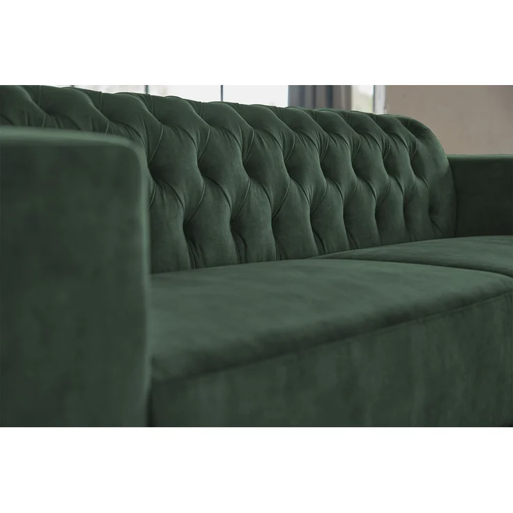 KAWOLA Sofa NILO 3-Sitzer Velvet Vintage moosgrün 77 x 87 x 220 cm – Bild 7