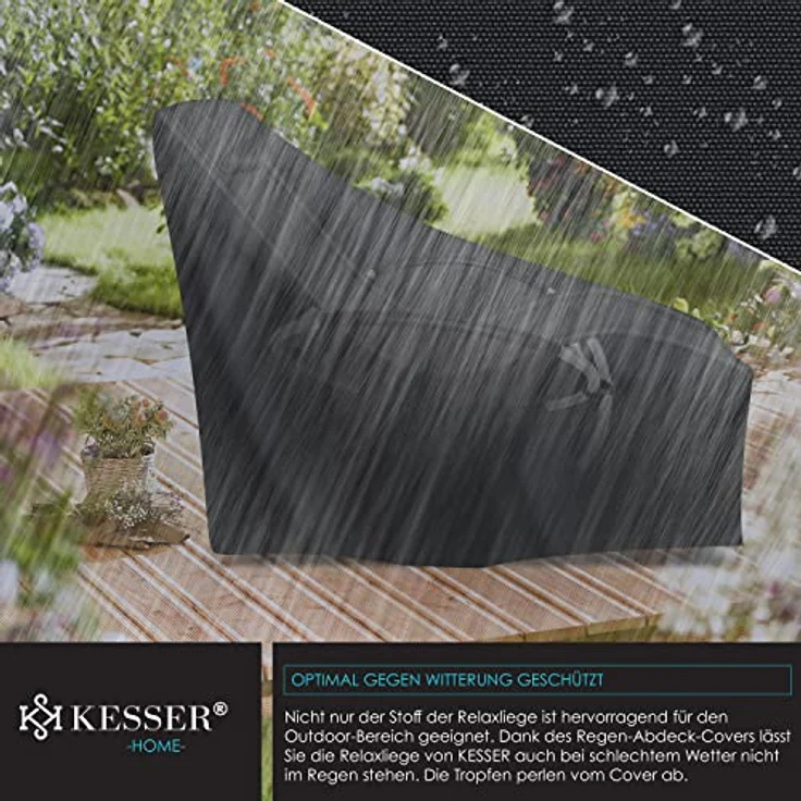 KESSER® Relaxliege Liegestuhl Inkl. Tasche + Abdeckung Gartenliege Sonnenliege Gartenstuhl Klappstuhl faltbar | Schwungliege | Schaukelsessel | ergonomische Relaxsessel | 180kg Belastung, Schwarz – Bild 9