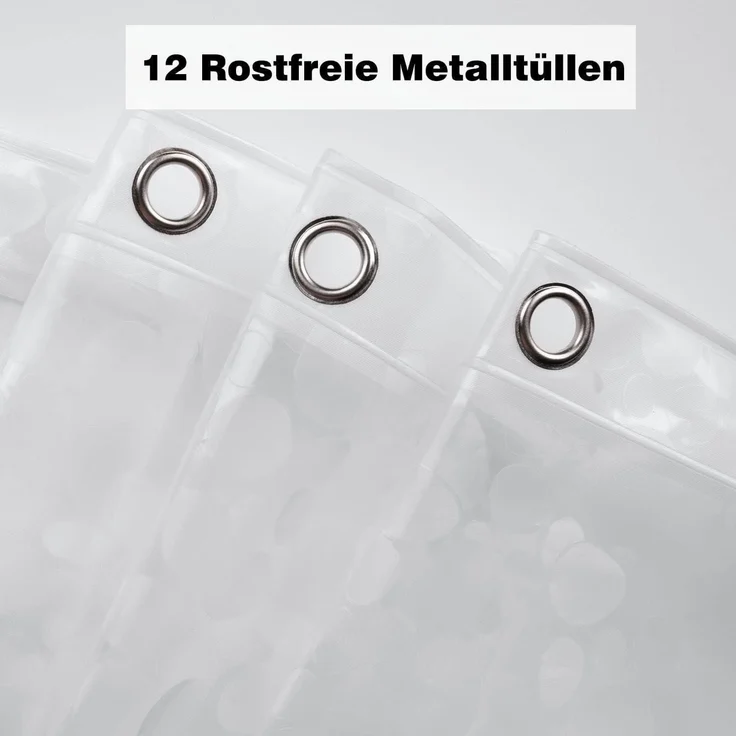 Duschvorhang 180x210cm Eva Transparent Antibakteriell inkl. Ringe & Magnet – Bild 5