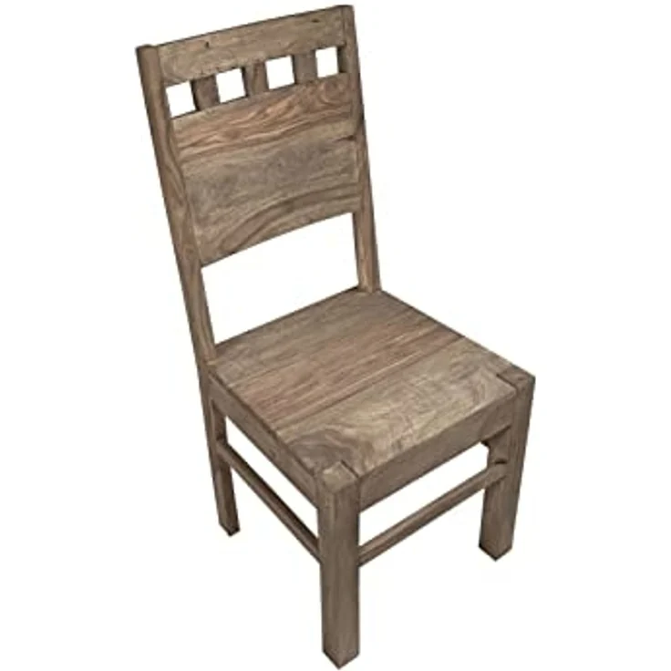 Stuhl Sheesham 45x45x100 grau geölt NATURE GREY,#120, 2er Set – Bild 3