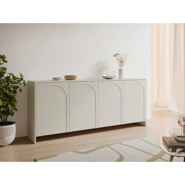 Vente-unique - NALYRA Sideboard Holz, Platte Beige - B 40 cm x H 85 cm x L 198 cm