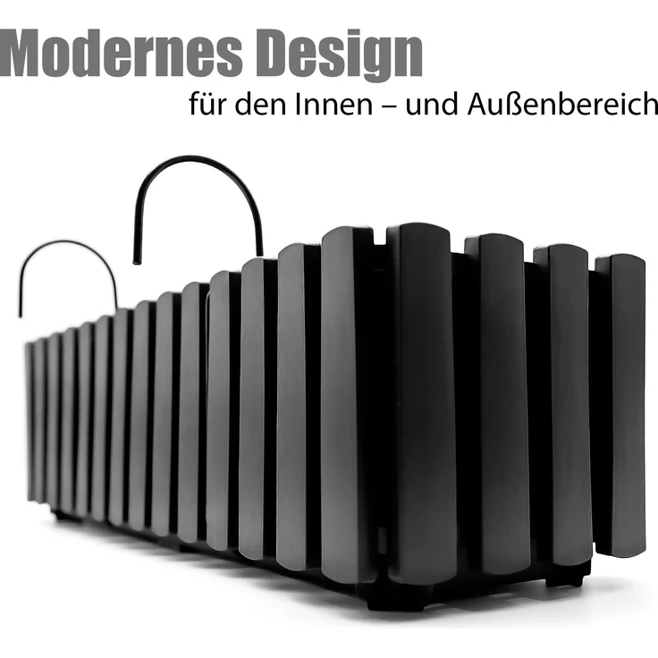 BigDean Balkonkasten Lattenzaun Optik in Anthrazit Optik aus wetterfestem & robustem Kunststoff 60 cm– Balkonkasten mit Halterung & Wasserstandsanzeige – Made in Europe – Bild 4