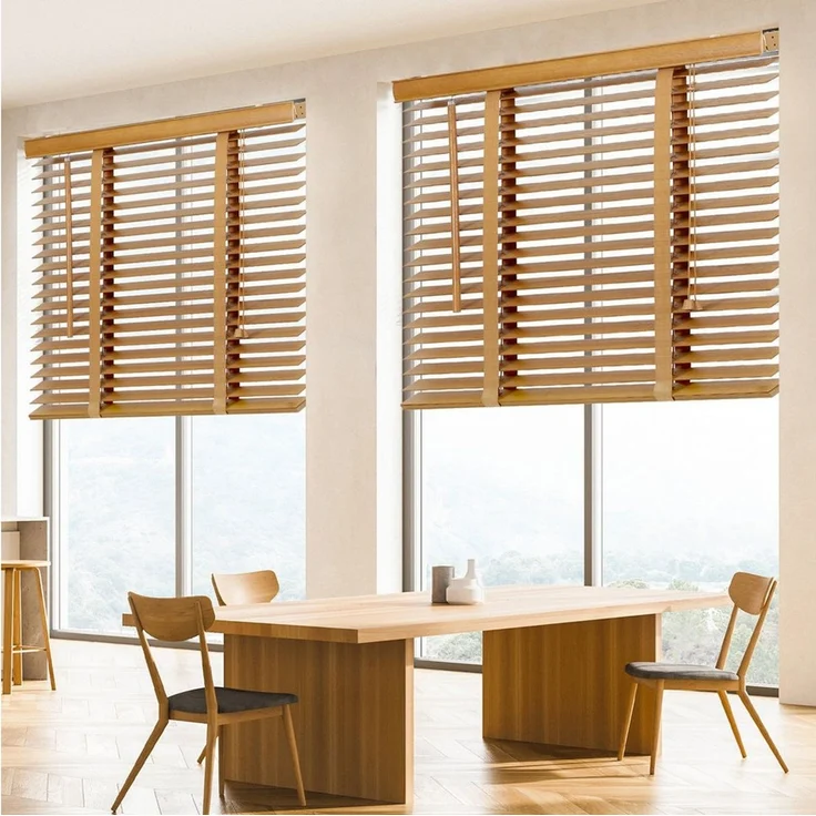 Sekey Jalousie Holzjalousie 50 mm Lamellen Fensterjalousie Blickschutz Jalousie, Klemmträger mit Feststellschraube – Bild 2