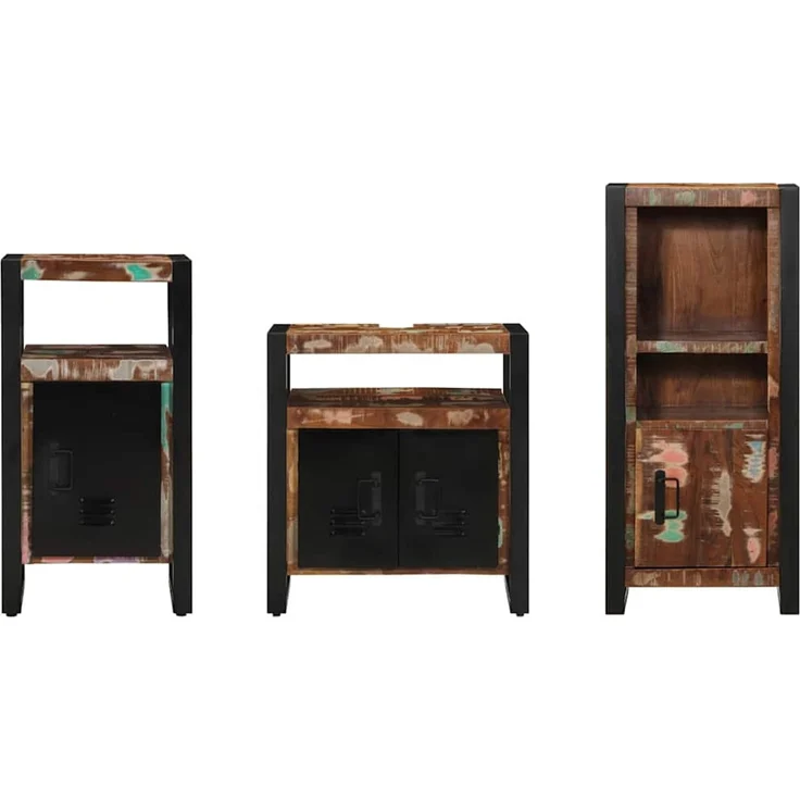 vidaXL Badezimmermöbel-Set 3 Stk. Mehrfarbig und Schwarz 3305615 – Bild 8