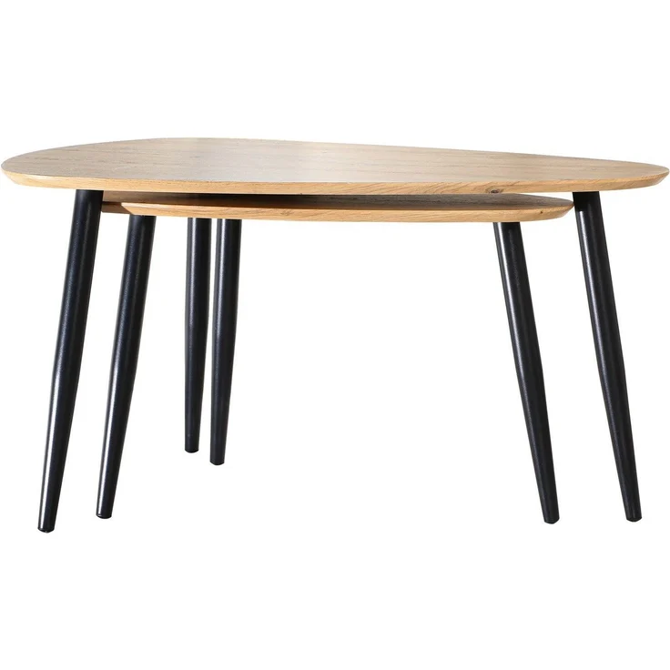 Casâme Set von 2 ineinander greifenden Tischen mit Metallbeinen - Helles Holz – Bild 4