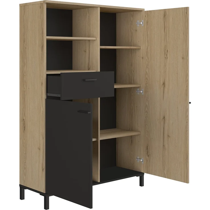 Calicosy Aufbewahrung oben 1 Schublade und 2 Türen H150 cm - TRUST - Braun – Bild 7