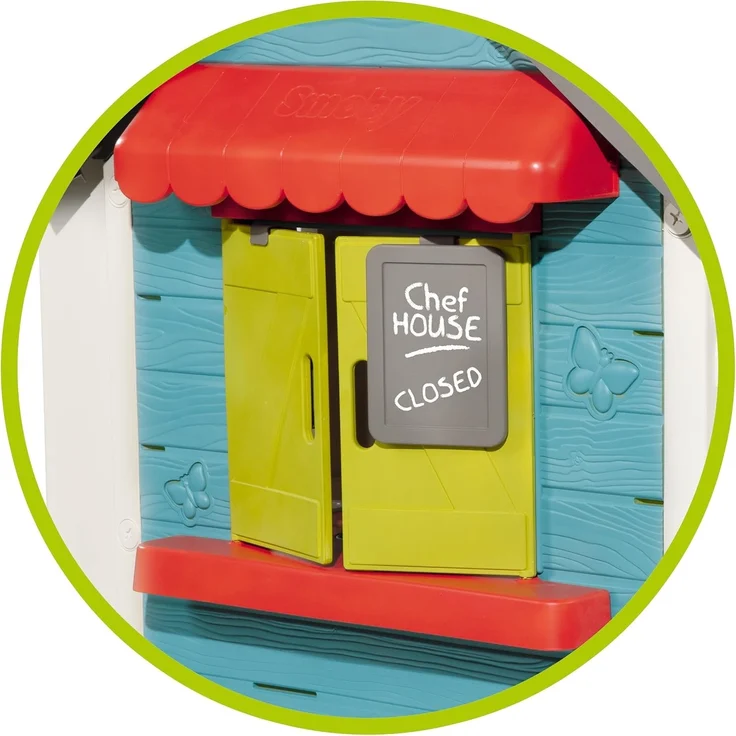 Smoby 810403 'Chef Haus' Spielhaus, ab 2 Jahren, 124,5 x 132 x 135,7 cm, mit Ausgabe Theke & viel Zubehör – Bild 7