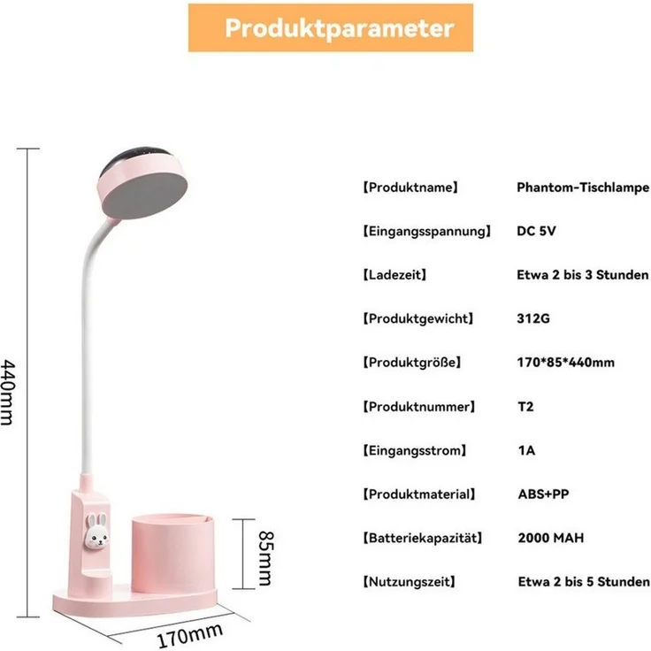 Novzep Nachtlicht LED-Stifthalterleuchte, dimmbare Projektion verstellbarer Lichtmast – Bild 3