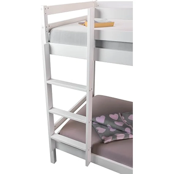 Inter Link – Etagenbett – Hochbett – Jugendbett -Stockbett – Kinderbett – Kiefer massivholz – Weiß – ohne Lattenrost – 90x200 cm - Small Cloud – Bild 5