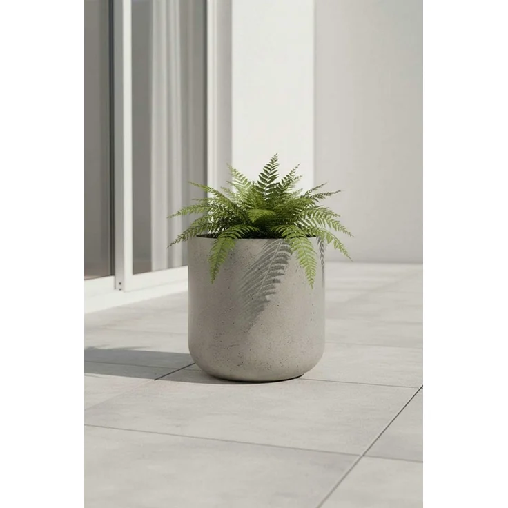 VIVANNO Blumentopf Fiberglas CHICO Rund - Vesuvgrau Beton-Design (1 St), 40x40 cm – Bild 1