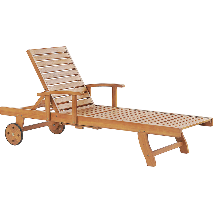 Beliani 'JAVA' Gartenliege rollbar, Akazienholz hellbraun