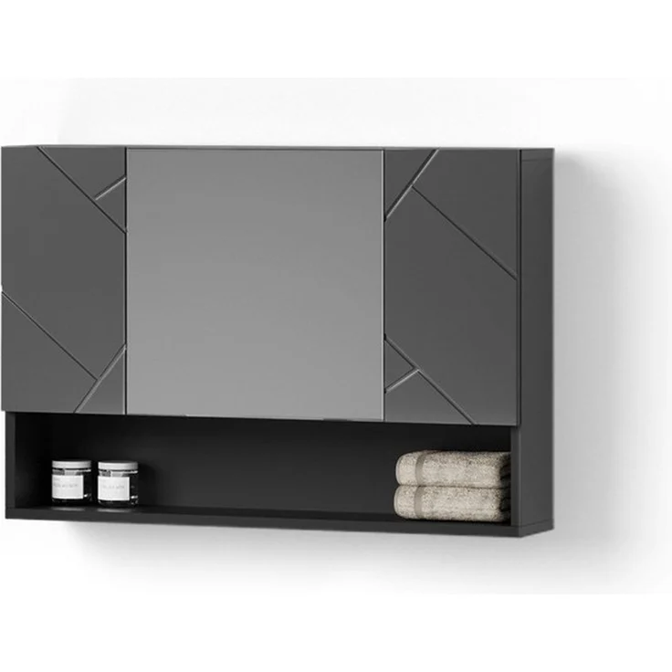 Livinity® Badezimmerspiegelschrank Ronco, Anthrazit Hochglanz, 80.1 x 55 cm (1-St) – Bild 5
