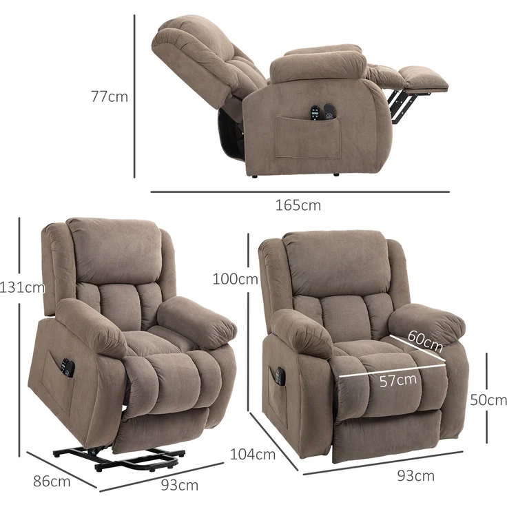 MELAYR, Fernsehsessel mit Massage- und Wärmefunktion, Elektrischer Aufsteh-Sessel, 93 x 104 x 100 cm, Braun – Bild 5