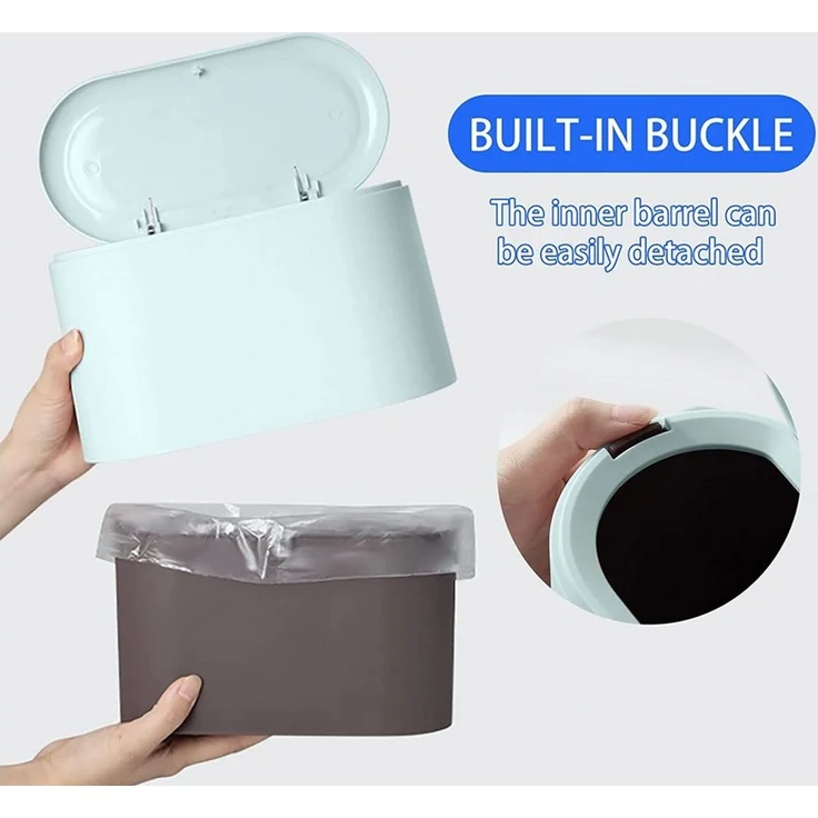 TUWENA Mülleimer Tischmülleimer mit Aufpoppen Deckel, 2L Mini Mülleimer Klein, Plastik – Bild 2