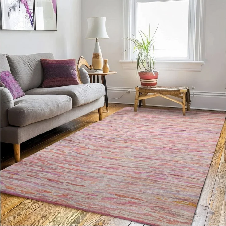 Wohnando Teppich MY-RUG Rajesh, Chindi-Teppich 110x60 cm, rechteckig, Höhe: 10 mm, aus recycelten Baumwollresten, Fleckerl, handgewebt, wendbar – Bild 1