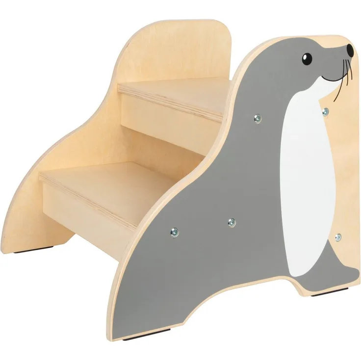 Small Foot Tritthocker Seehund „Wildlife“ aus Holz, Stabiler und Rutschfester Hocker im Seehund-Design, bis max. 150 kg, für Kinder ab 2 Jahren, 12669