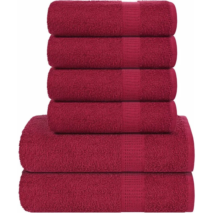 vidaXL 6-tlg. Handtuch-Set FROGN Bordeaux 360 g/m² 137081 – Bild 1