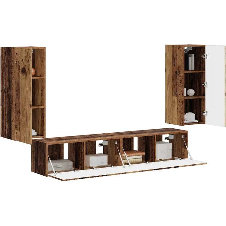 TV-Wandregal Wandmontiert 4 pcs Altholz Holzwerkstoff – Bild 3