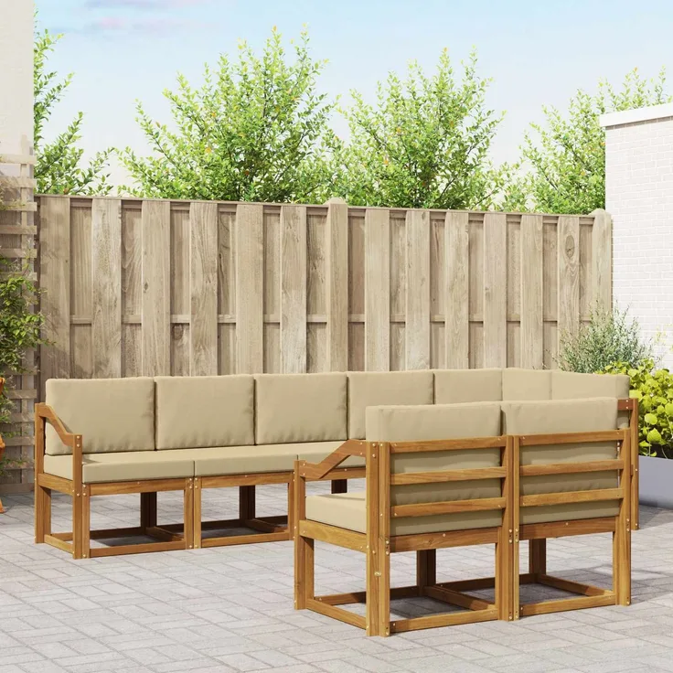 vidaXL Outdoor-Sofagarnitur mit Kissen 8 pcs Natur und Beige 3366586