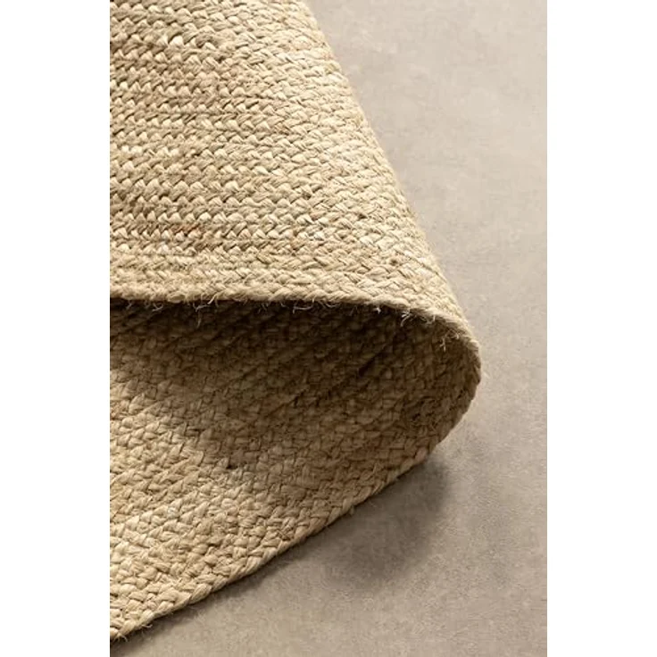 XXXL Juteteppich Jute Braided, Rund, Champagner, Ø 100 cm, Oeko-Tex® Standard 100, Beidseitig verwendbar, Pflegeleicht, Für Fußbodenheizung geeignet – Bild 5