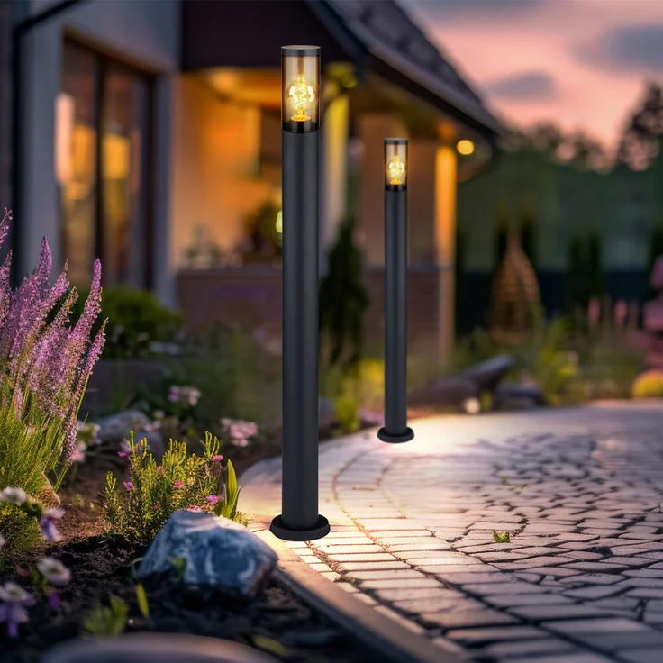 Stehleuchte, IP44, rauchig, anthrazit, E27, H 110cm – Bild 3