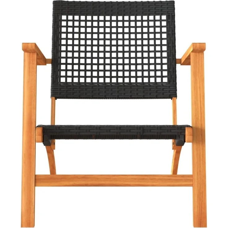 vidaXL Gartenstühle 2 Stk. Schwarz Poly Rattan und Akazienholz 365868 – Bild 2