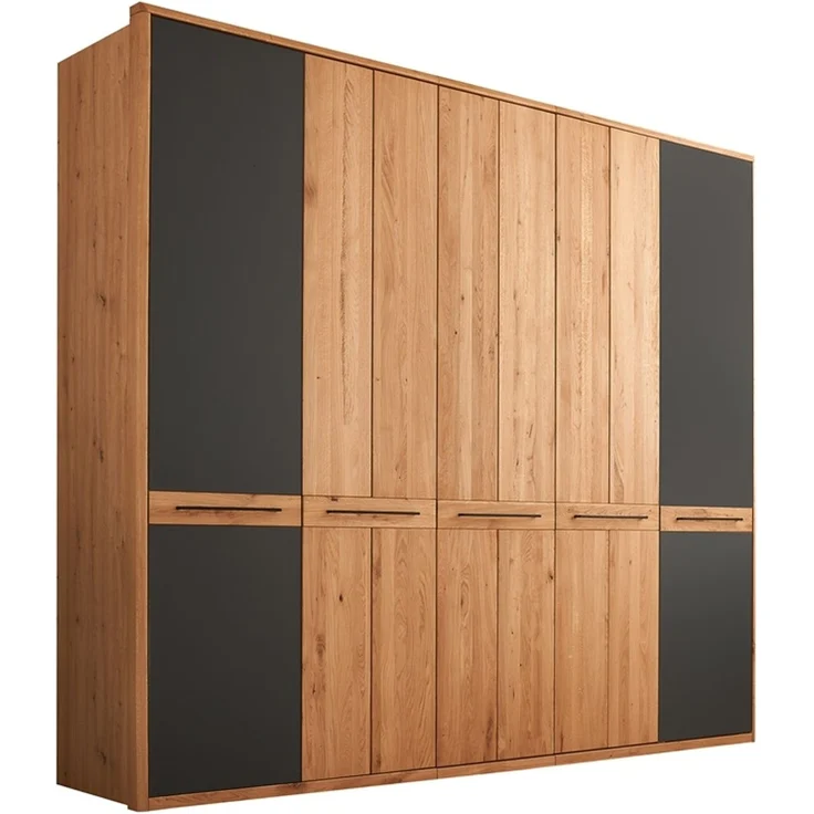 Kleiderschrank 5-trg. 256cm 'Ancona' Wildeiche teilmassiv geölt – Bild 1