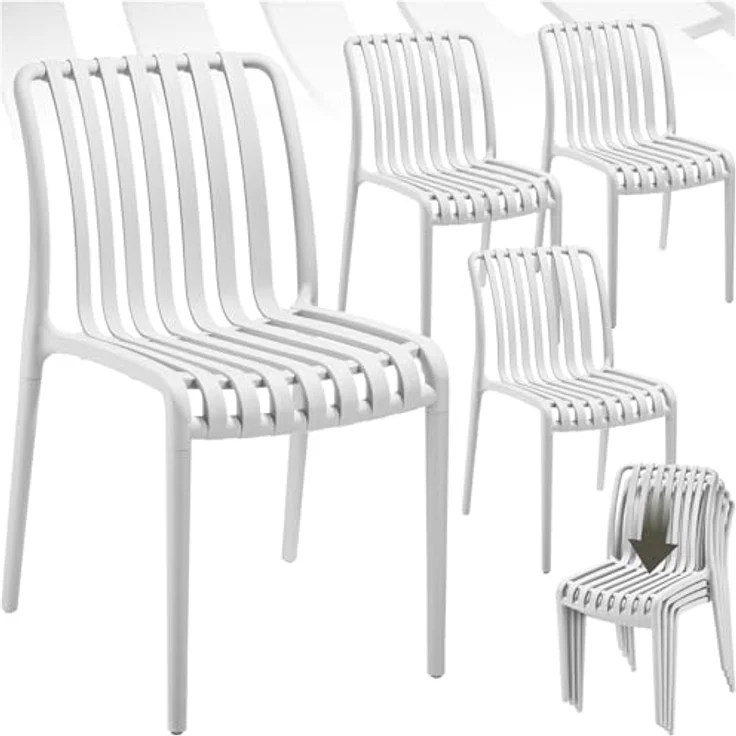 tectake Gartenstuhl Balkonstuhl Alcudia, wetterfest und UV-beständig, stapelbar (Set, 4 St), Wetterfester, robuster und langlebiger Kunststoff – Bild 2