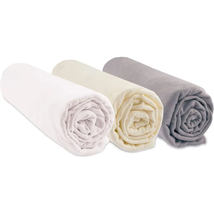 Easy Dort Spannbettlaken, Bio-Baumwolle, 32x72 cm, Farbe: Weiß/Ecru/Haselnuss