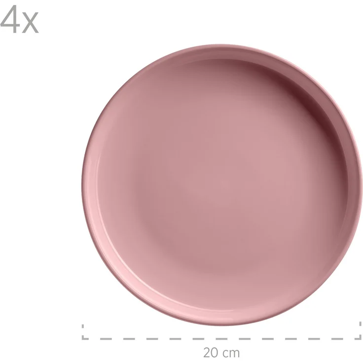 Geschirr Set für 4 Personen in modernem skandinavischem Design, 16-teiliges Kombiservice aus Keramik in Rosa – Bild 4