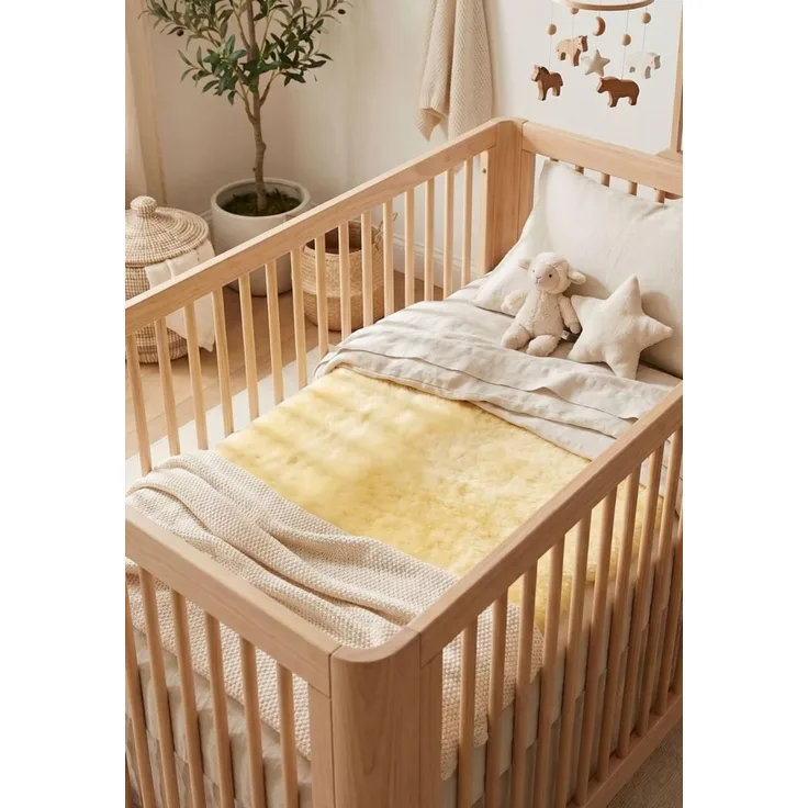 Bettauflage 120 x 60 cm aus Lammfell pflanzliche Gerbung